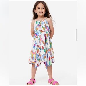 H&M Tropical Kids Dress with Colorful Bird Print Girls Size 10